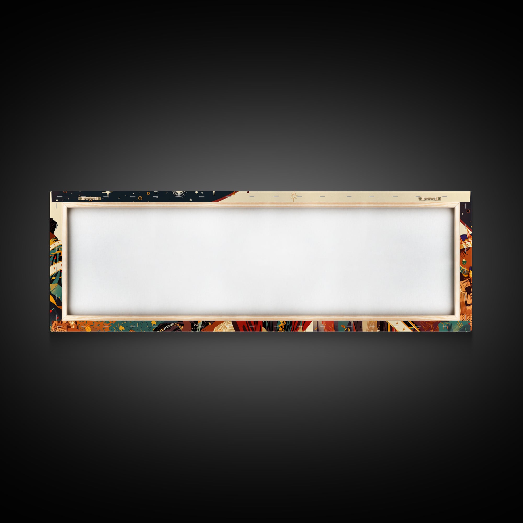 Royal African Celebration Under Stars Wall Art, Afrocentric Crown Ceremony, Black Culture Art, Panoramic Living Room Decor
