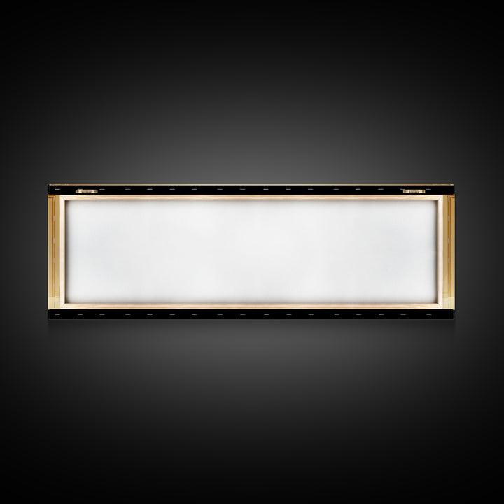 Minimal Golden Throne In Luminous Hall Framed Canvas Print, Minimalist Wall Art, Luxury Art, Elegant Home Decor Gift, Ready To Hang Art