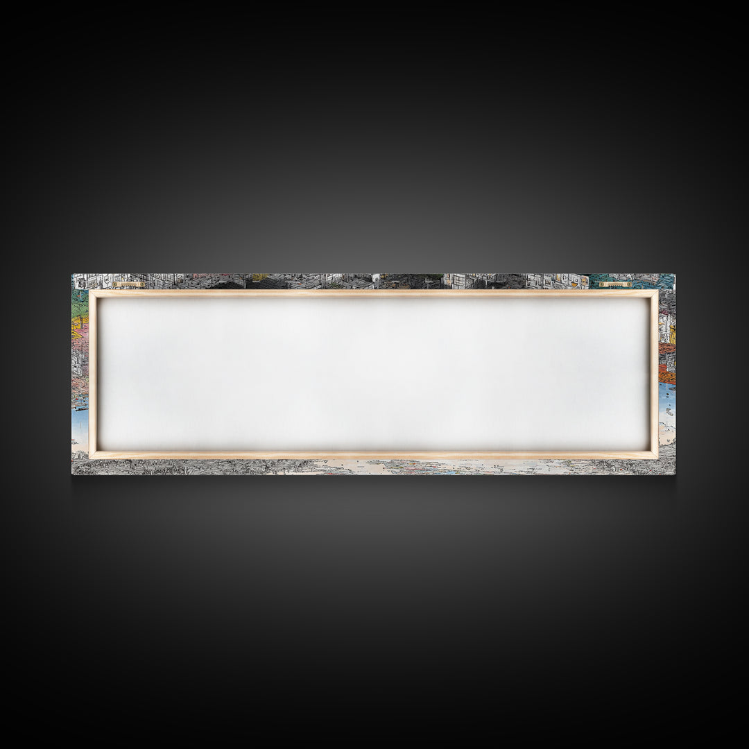 Abstract African Coastal City Wall Art, Urban Landscape Sketch, Modern Black Culture Decor, Panoramic Travel Print Home Gift