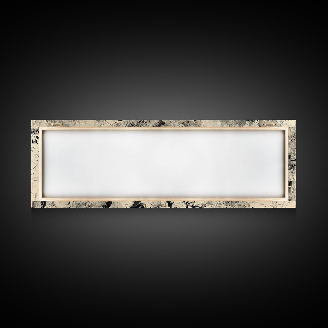Monochrome African Migration Wall Art, Abstract Crowd Landscape, Black And White Culture Decor, Panoramic Art Print Home Gift