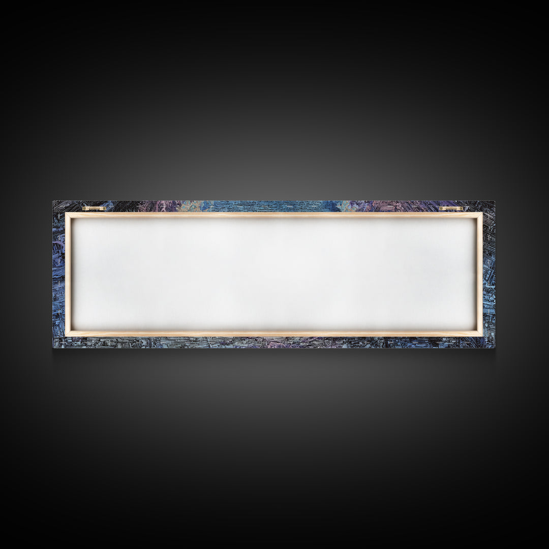 Icy Blue Mountain Canyon Abstract Wall Art, Panoramic Landscape Canvas, Modern Nature Decor, Large Living Room Art Print