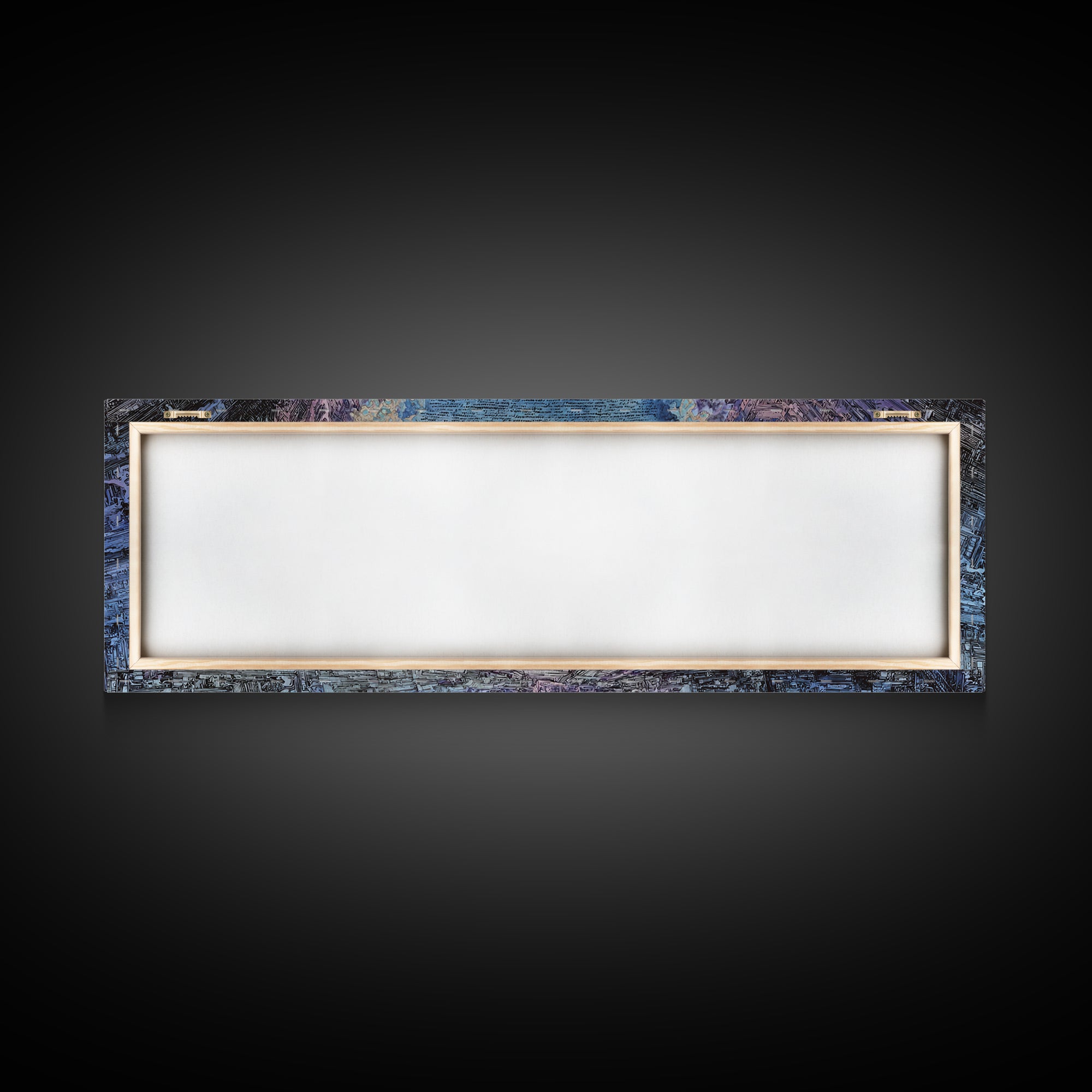 Icy Blue Mountain Canyon Abstract Wall Art, Panoramic Landscape Canvas, Modern Nature Decor, Large Living Room Art Print