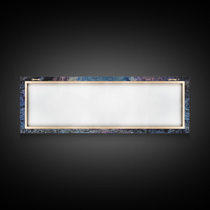 Icy Blue Mountain Canyon Abstract Wall Art, Panoramic Landscape Canvas, Modern Nature Decor, Large Living Room Art Print