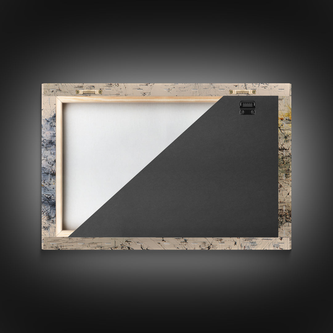 Minimal Abstract Field Canvas Print, Black And Gold Line Art, Modern Textured Neutral Wall Decor For Office And Home Gift