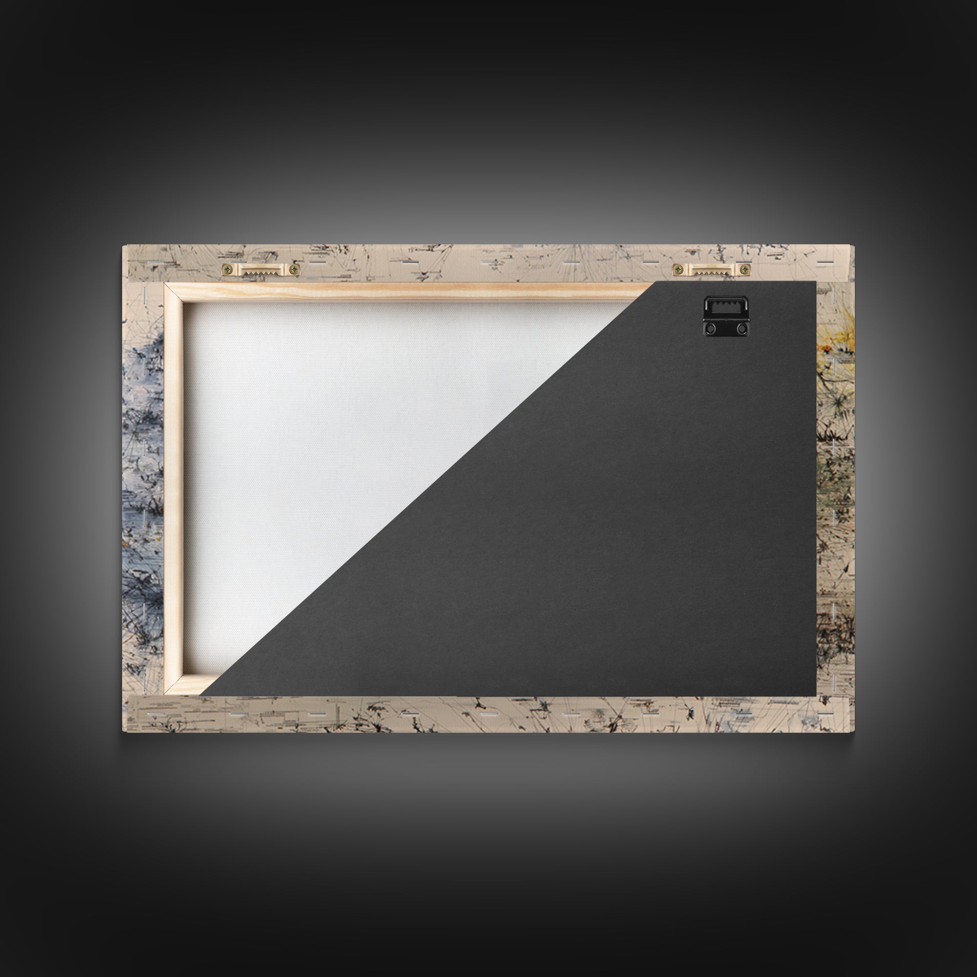 Minimal Abstract Field Canvas Print, Black And Gold Line Art, Modern Textured Neutral Wall Decor For Office And Home Gift