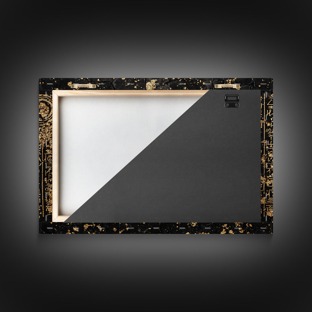 Gold Egyptian Hieroglyph Tablet Wall Art, Ancient African Culture Art, Black And Gold Canvas Decor, Luxury Home Decor Gift