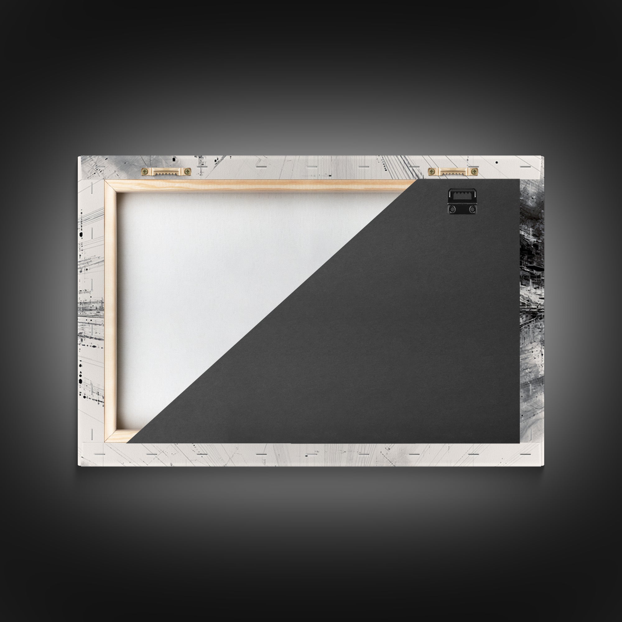 Monochrome Abstract Technical Skyline Canvas Print, Black And White Wall Decor, Minimalist Modern Office Art Gift For Study