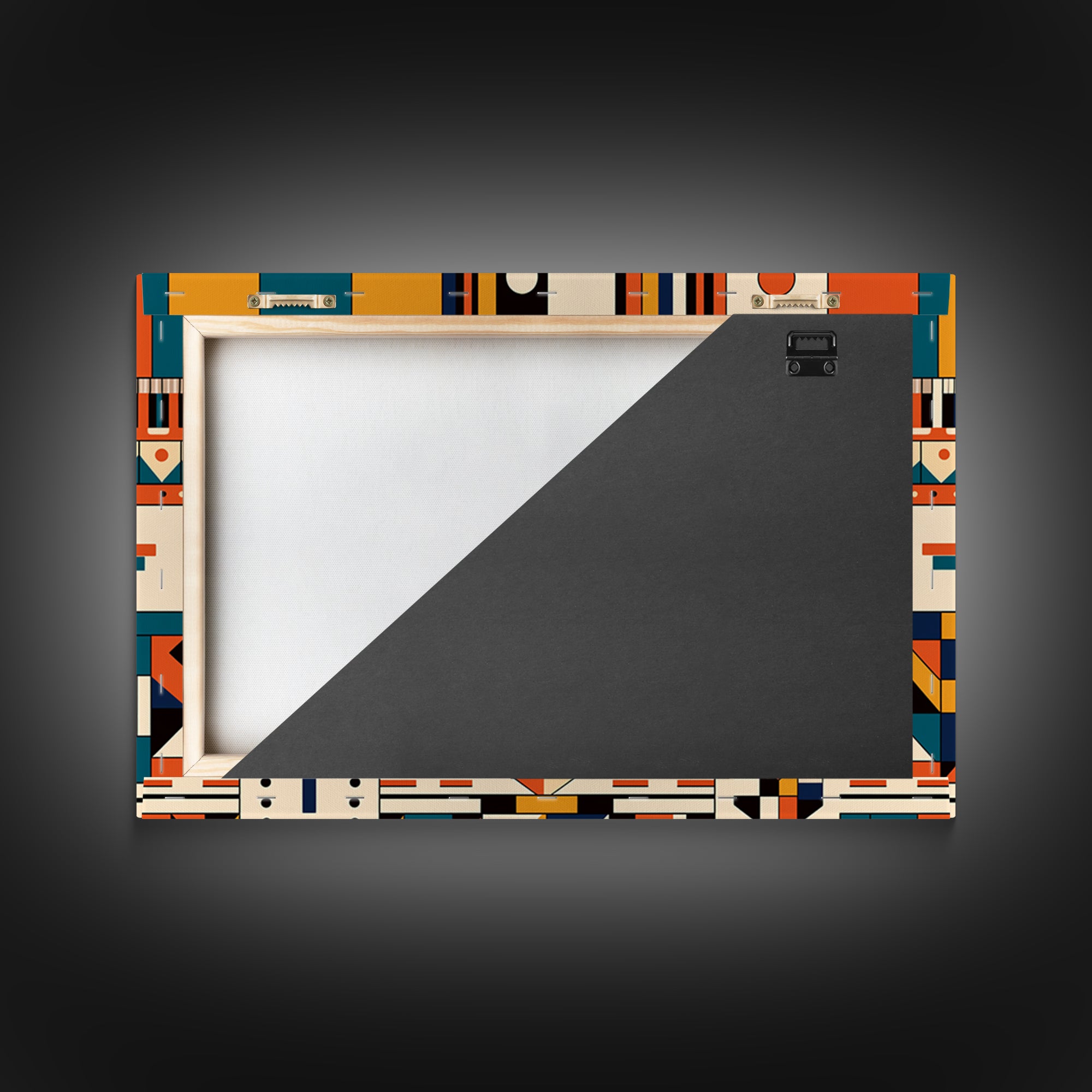 Bold Ankara Geometric Pattern Wall Art, African Fabric Design, African Patterns, Tribal Art Decor, Orange Teal Home Decor