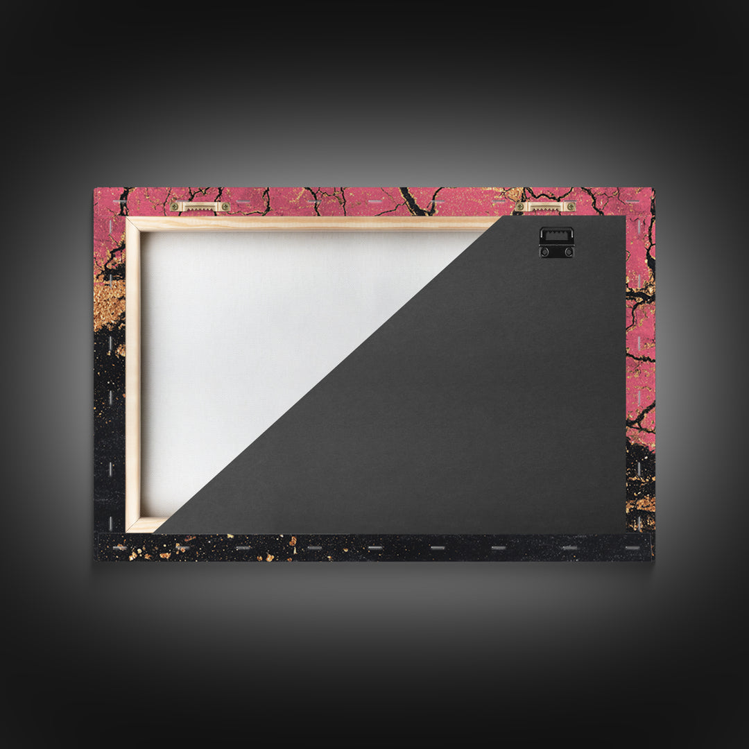 Pink Black And Gold Cracked Abstract Wall Art, Textured Canvas Print, Luxury Modern Decor, Earth Tone Statement Piece Unique Gift