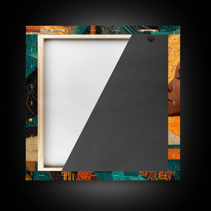 Contemporary Afro Futurist Woman Framed Canvas Print, African Inspired Art, Living Room Art, Living Room Decor, Oil Painting, AIA-1x1-74
