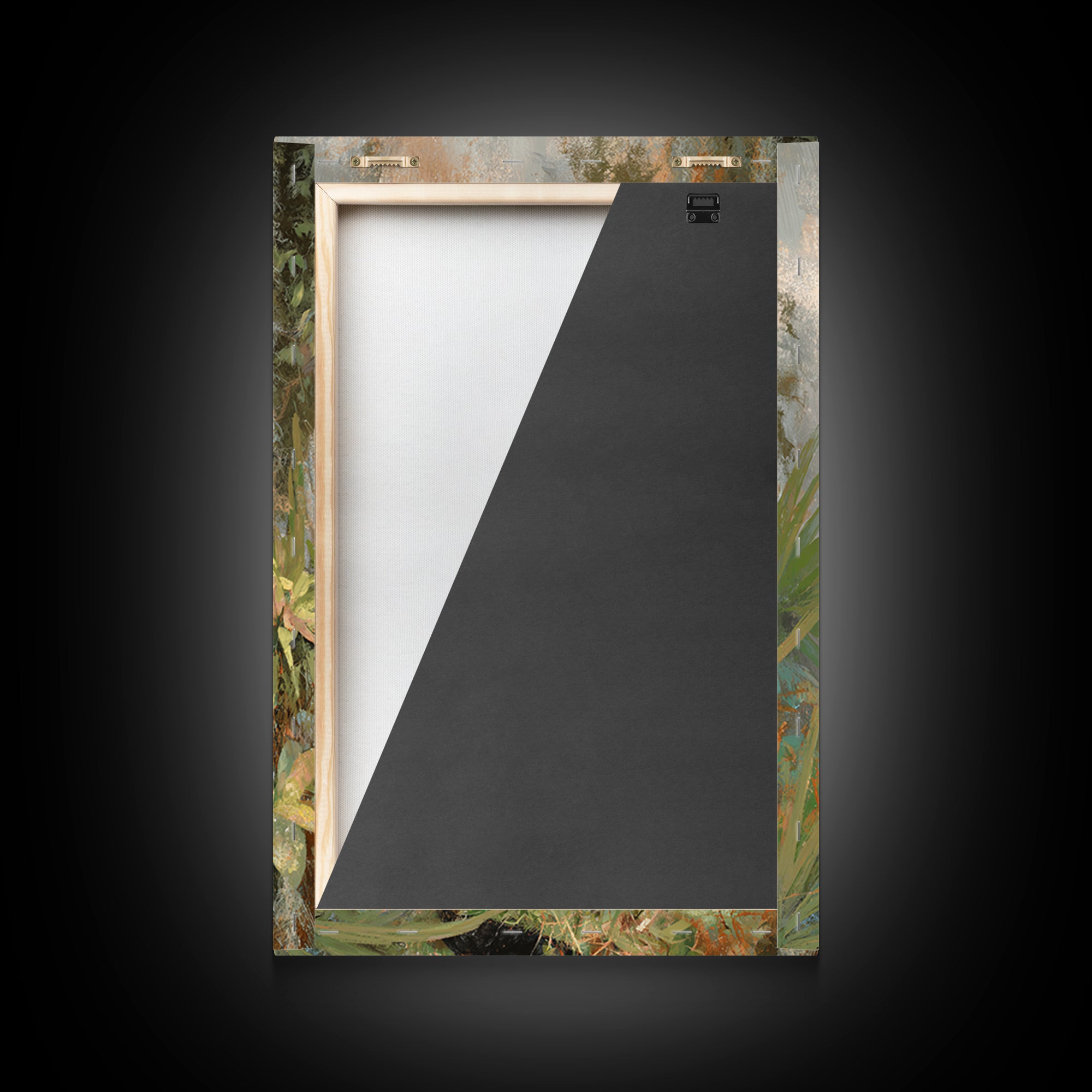 Dramatic Black Panther Emerging from Deep Jungle Framed Canvas Print, Animal Art, Wall Art, Living Room Decor, Creature, ANI-2x3-38