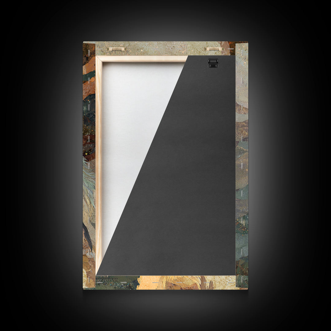 Wolf Silhouette Beneath a Star Filled Sky Framed Canvas Print, Animal Art, Decor, Living Room Decor, Fine Art, Creature, ANI-2x3-78