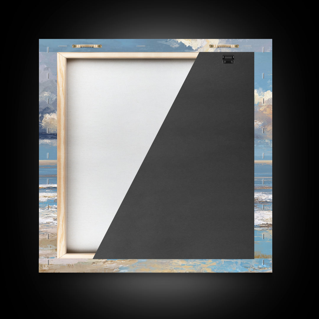 Dramatic Seascape with Foam and Storm Clouds Framed Canvas Print, Art, Living Room Decor, Fine Art, Art Nouveau, ART-1x1-48