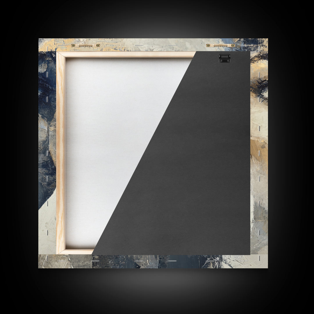Expressive Portrait with Dramatic Light and Textured Framed Canvas Print, Art, Ai Art, Living Room Decor, Fine Art, ART-1x1-52