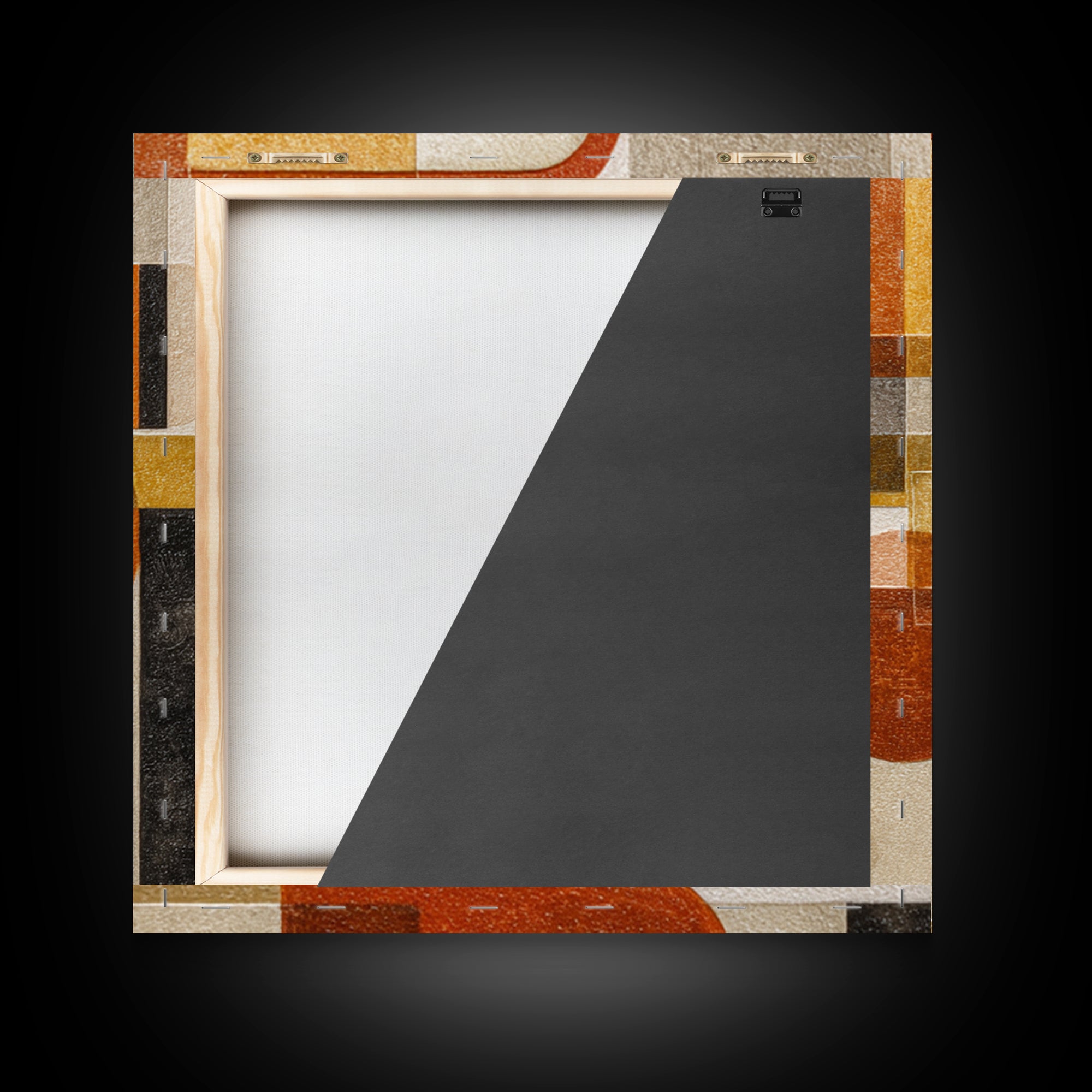Bold Mid Century Geometric Forms Framed Canvas Print, Above Sofa Art, Botanical Wall Art, Living Room Decor, Abstract Art, ASA-1x1-100