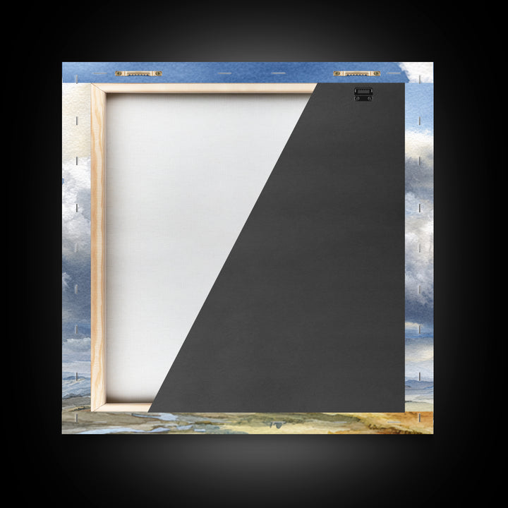 Dramatic Cloudscape over a Distant Valley Canvas Print, Above Sofa Art, Bauhaus Print, Living Room Decor, Statement, ASA-1x1-29