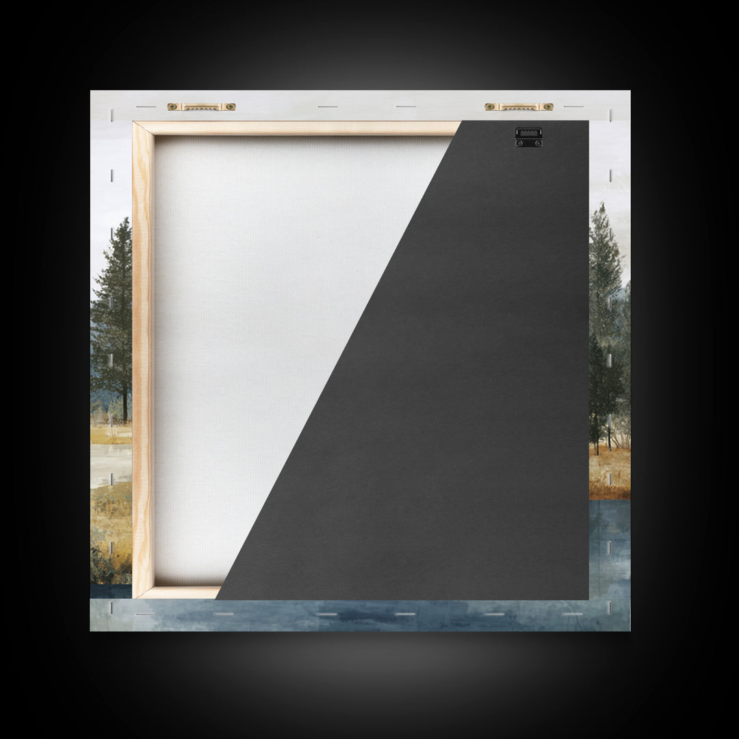 Modern Scandinavian Forest Framed Canvas Print, Above Sofa Art, Bauhaus Print, Living Room Decor, Oil Painting, Statement, ASA-1x1-63