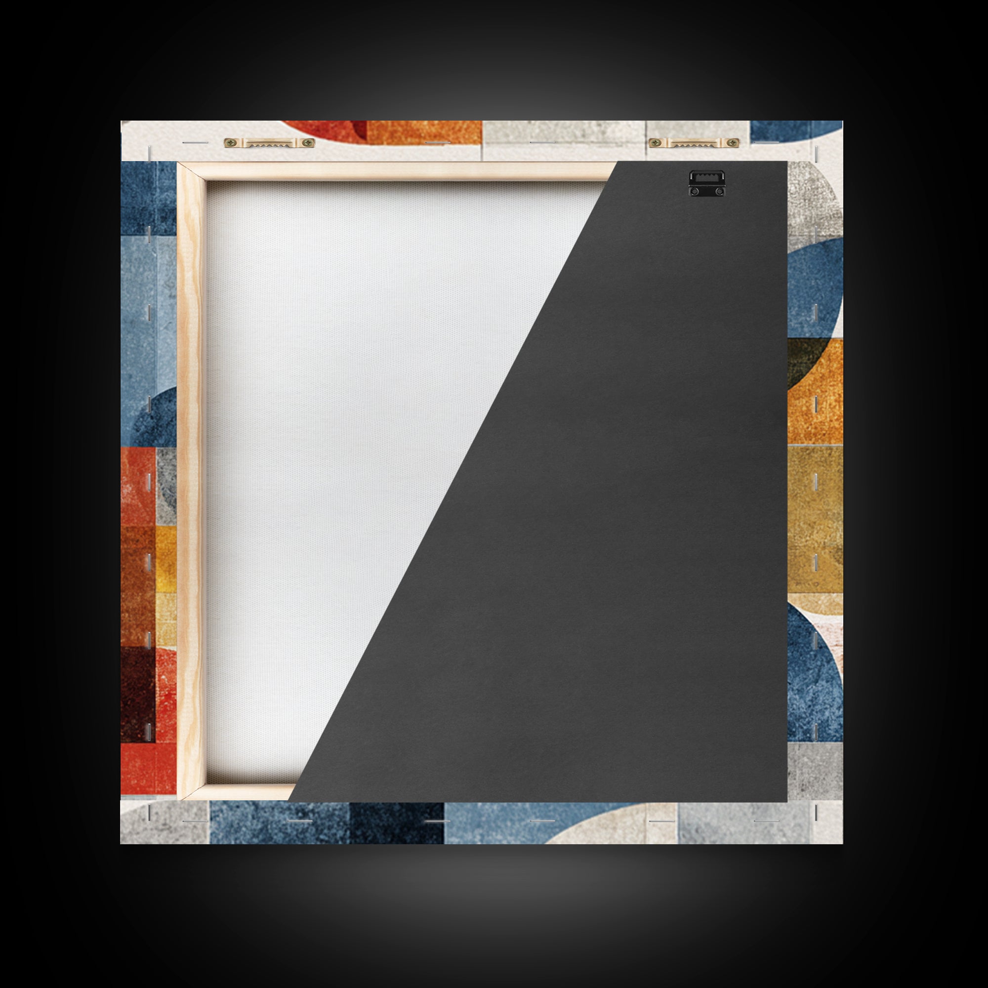Bold Mid Century Geometric Forms Canvas Print, Above Sofa Art, Japandi Wall Art, Living Room Decor, Abstract Art, Statement, ASA-1x1-76
