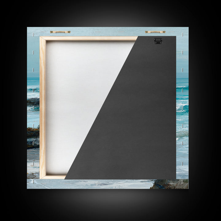 Moody Seascape at Twilight Framed Canvas Print, Above Sofa Art, Coastal Decor, Living Room Decor, Abstract Art, Statement, ASA-1x1-84