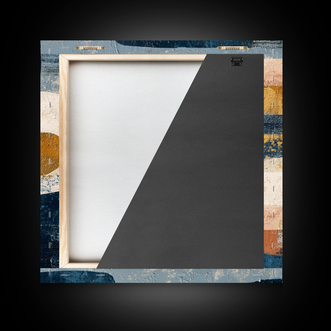 Bold Navy and Ivory Abstract Brushwork Canvas Print, Above Sofa Art, Japandi Wall Art, Living Room Decor, Fine Art, Statement, ASA-1x1-90