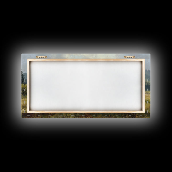 Wide Olive and Beige Meadow Panorama Framed Canvas Print, Above Sofa Art, Modern Decor, Living Room Decor, Oil Painting, ASA-2x1-6