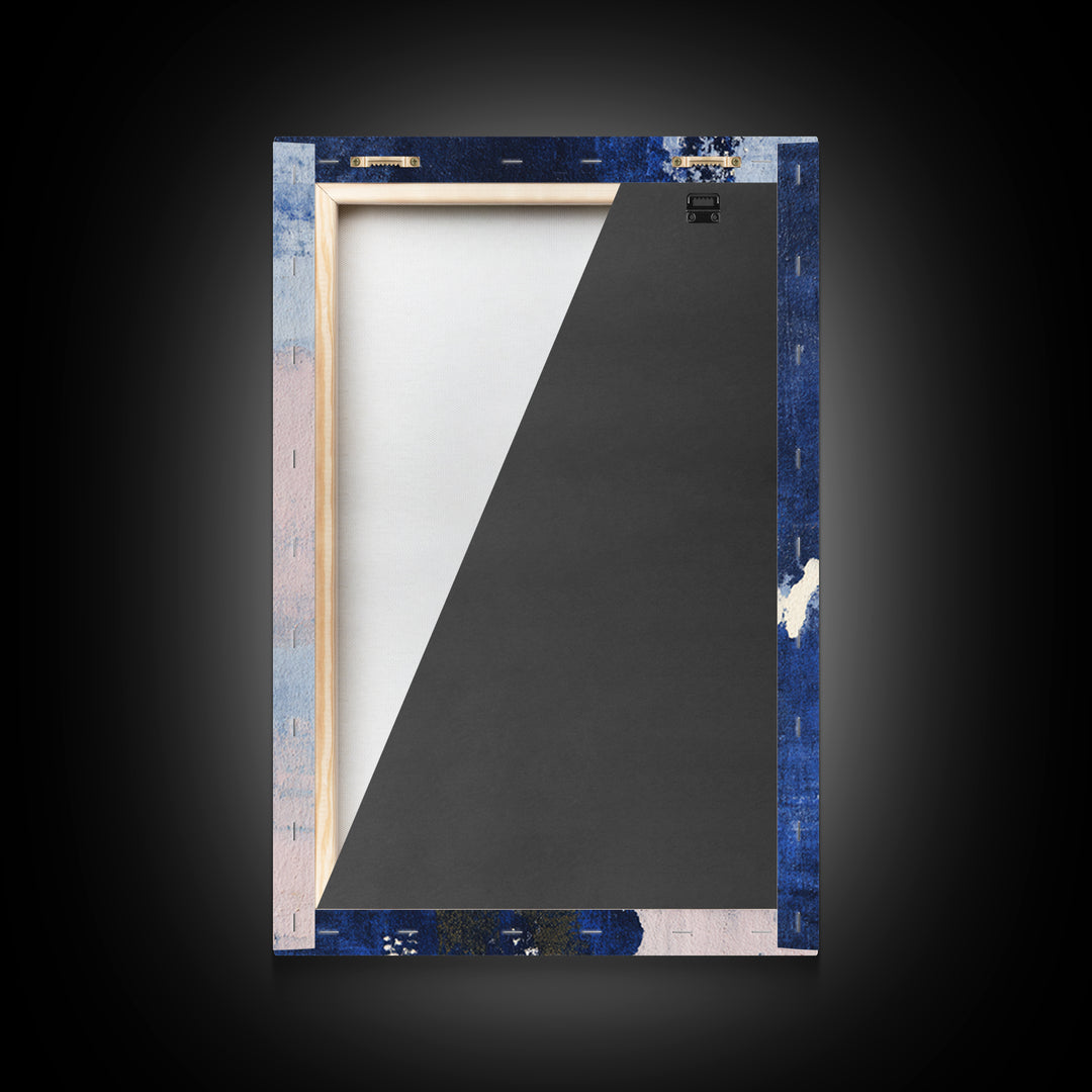 Bold Navy and Ivory Abstract Brushwork Framed Canvas Print, Above Sofa Art, Gallery Decor, Living Room Decor, Statement, ASA-2x3-2