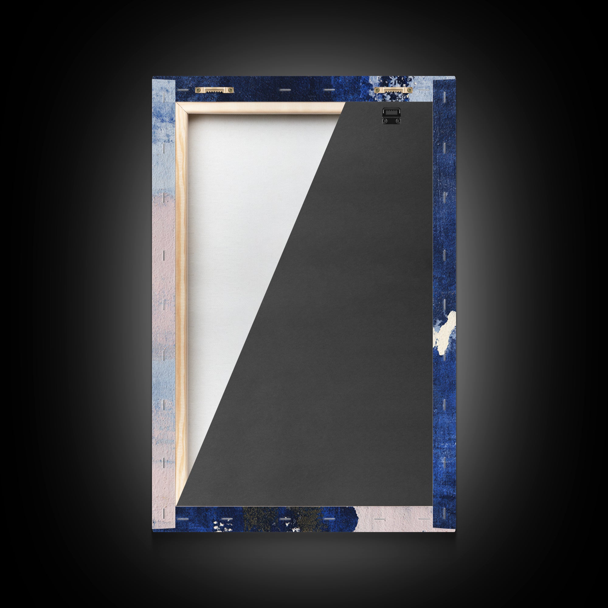 Bold Navy and Ivory Abstract Brushwork Framed Canvas Print, Above Sofa Art, Gallery Decor, Living Room Decor, Statement, ASA-2x3-2
