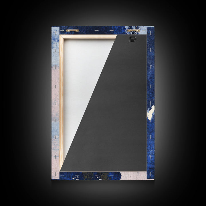 Bold Navy and Ivory Abstract Brushwork Framed Canvas Print, Above Sofa Art, Gallery Decor, Living Room Decor, Statement, ASA-2x3-2