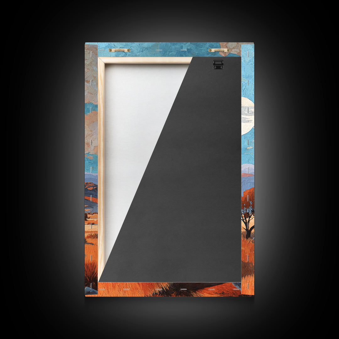 Desert Mesa Panorama Framed Canvas Print, Above Sofa Art, Framed Wall Art, Living Room Decor, Oil Painting, Statement, ASA-2x3-28