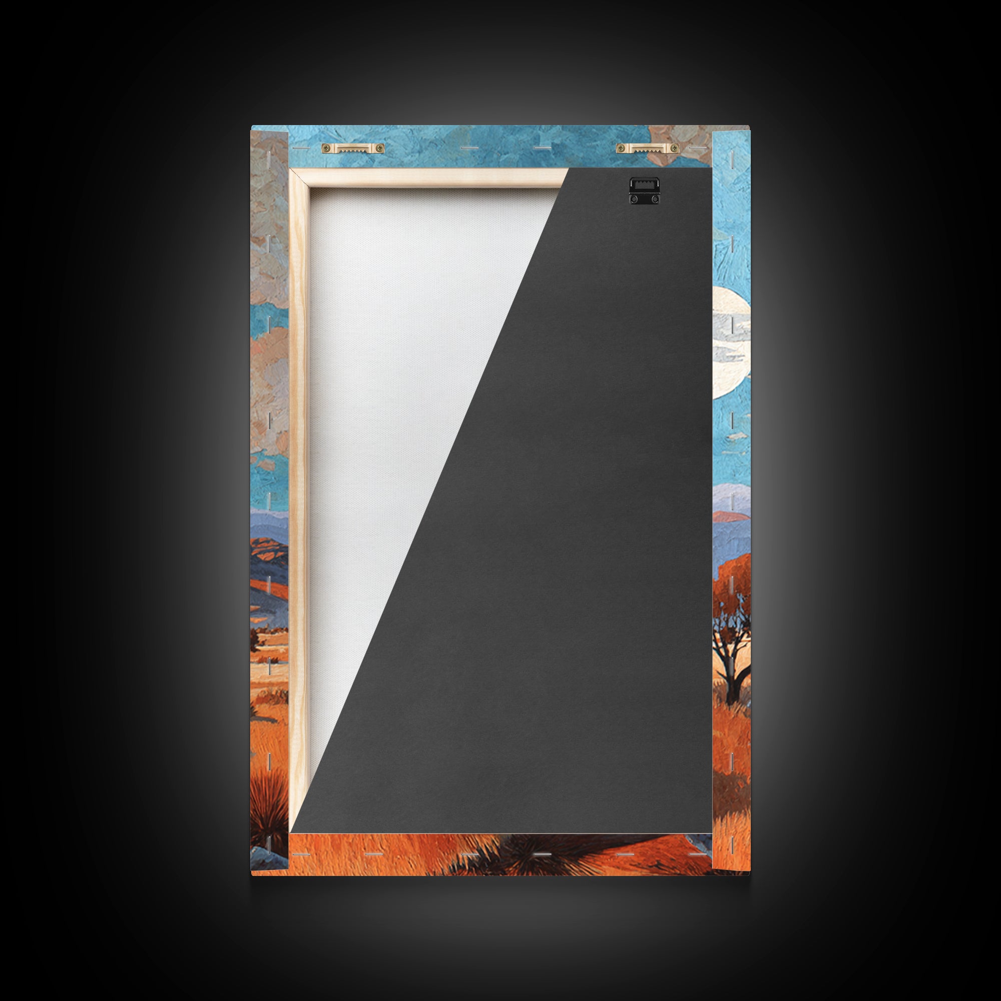Desert Mesa Panorama Framed Canvas Print, Above Sofa Art, Framed Wall Art, Living Room Decor, Oil Painting, Statement, ASA-2x3-28
