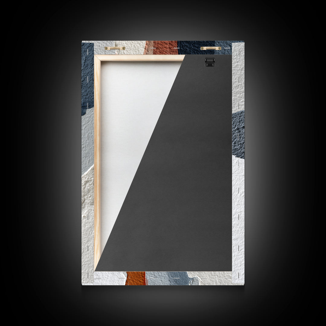 Luxury Monochrome Stone Composition Framed Canvas Print, Above Sofa Art, Minimalist Wall Art, Living Room Decor, Oil Painting, ASA-2x3-51