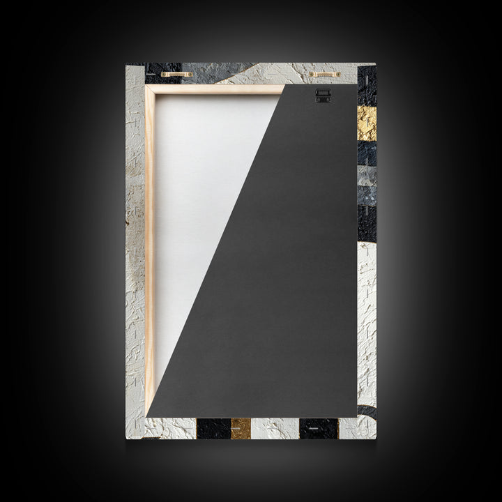 Luxury Monochrome Stone Composition Framed Canvas Print, Above Sofa Art, Room Decor, Living Room Decor, Fine Art, Statement, ASA-2x3-75