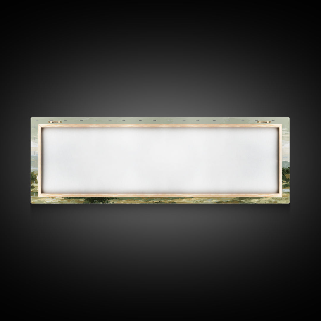 Wide Olive and Beige Meadow Panorama Canvas Print, Above Sofa Art, Canvas Print, Living Room Decor, Oil Painting, Statement, ASA-3x1-98