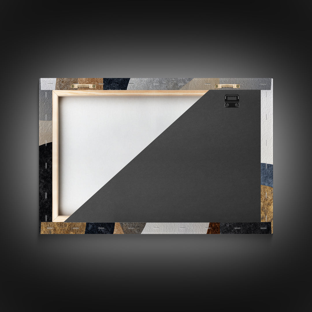Luxury Monochrome Stone Composition Framed Canvas Print, Above Sofa Art, Canvas Wall Art, Living Room Decor, Statement, ASA-3x2-23