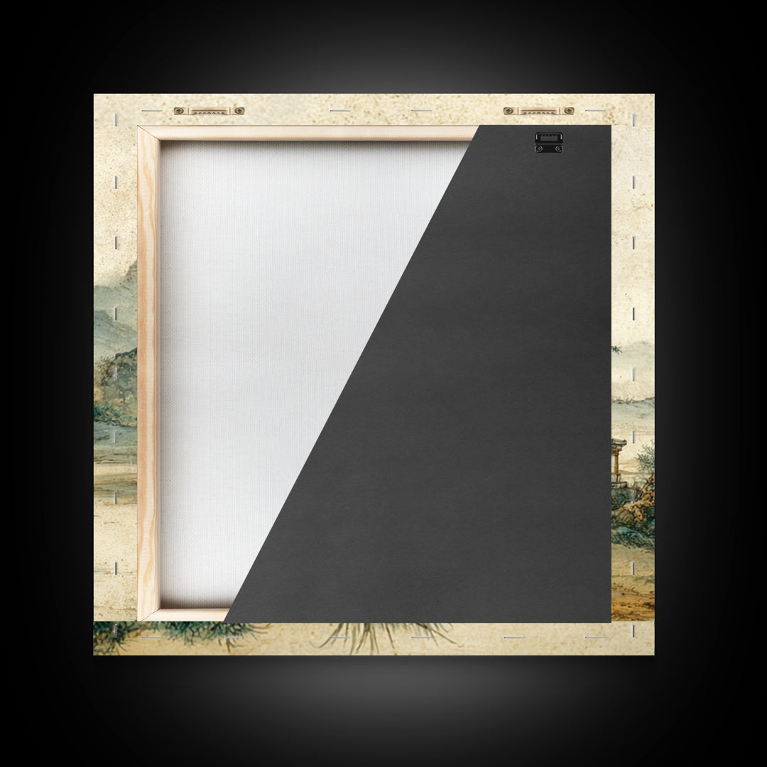 Chinese Mountain Scroll Landscape Framed Canvas Print, Asian Inspired Art, Gallery Decor, Living Room Decor, Fine Art, Harmony, ASI-1x1-32