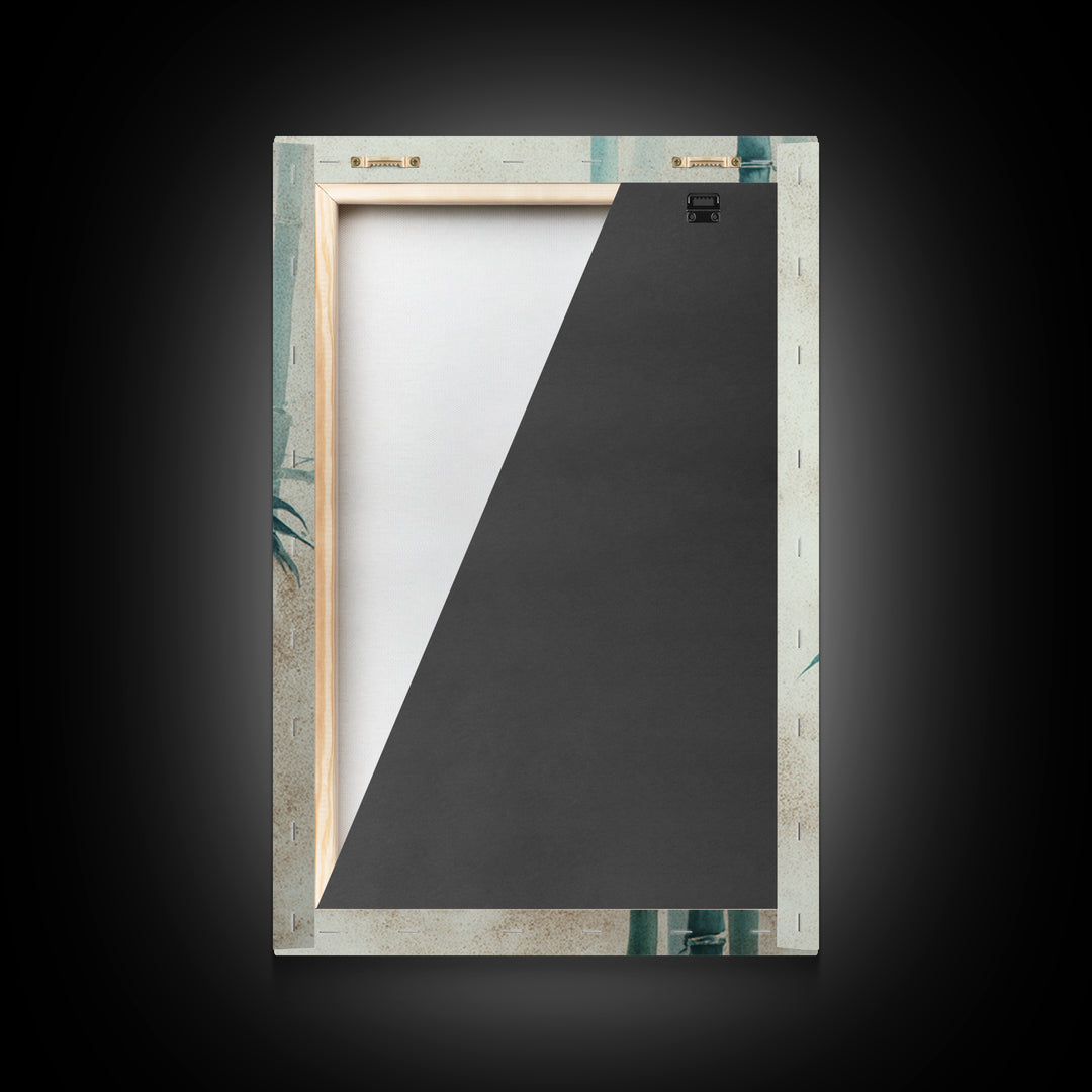 Minimal Bamboo Stalks Framed Canvas Print, Asian Inspired Art, Statement Artwork, Living Room Decor, Fine Art, Harmony, ASI-2x3-4