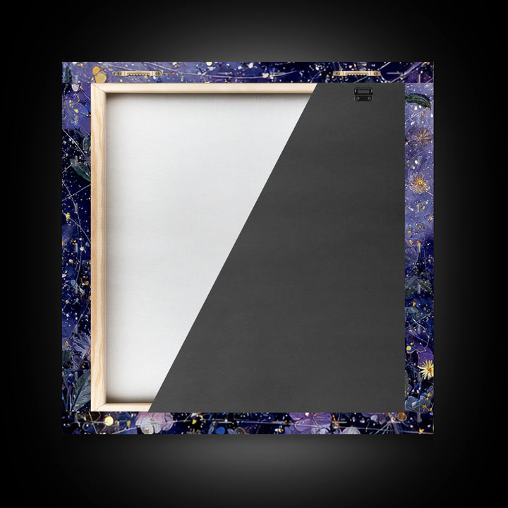 Dreamlike Night Garden Framed Canvas Print, Astrology Art, Astronomy Print, Living Room Decor, Oil Painting, Zodiac, AST-1x1-46