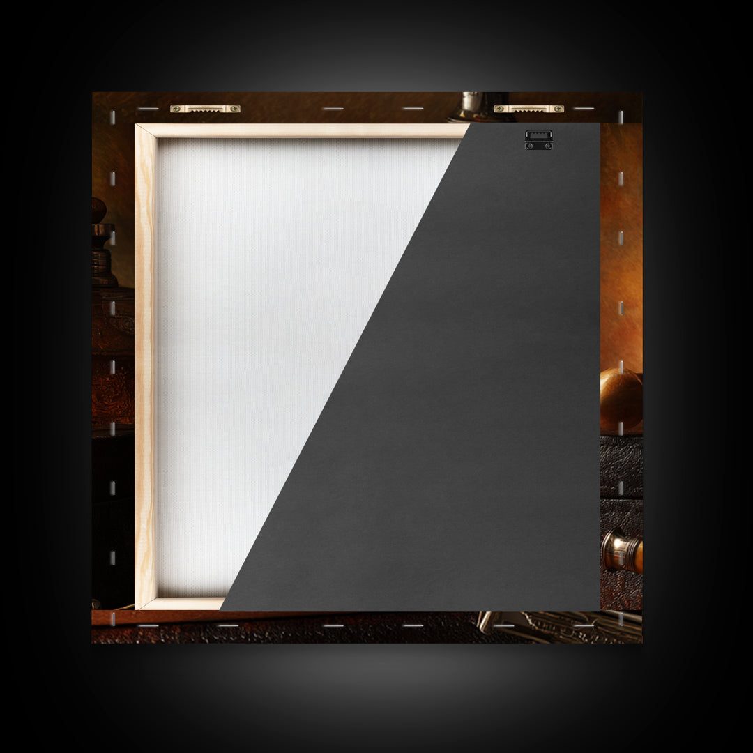 Straight Razor and Shaving Brush on Dark Canvas Print, Barbershop Art, Afrocentric Wall Art, Barbershop Decor, Grooming, BAA-1x1-50