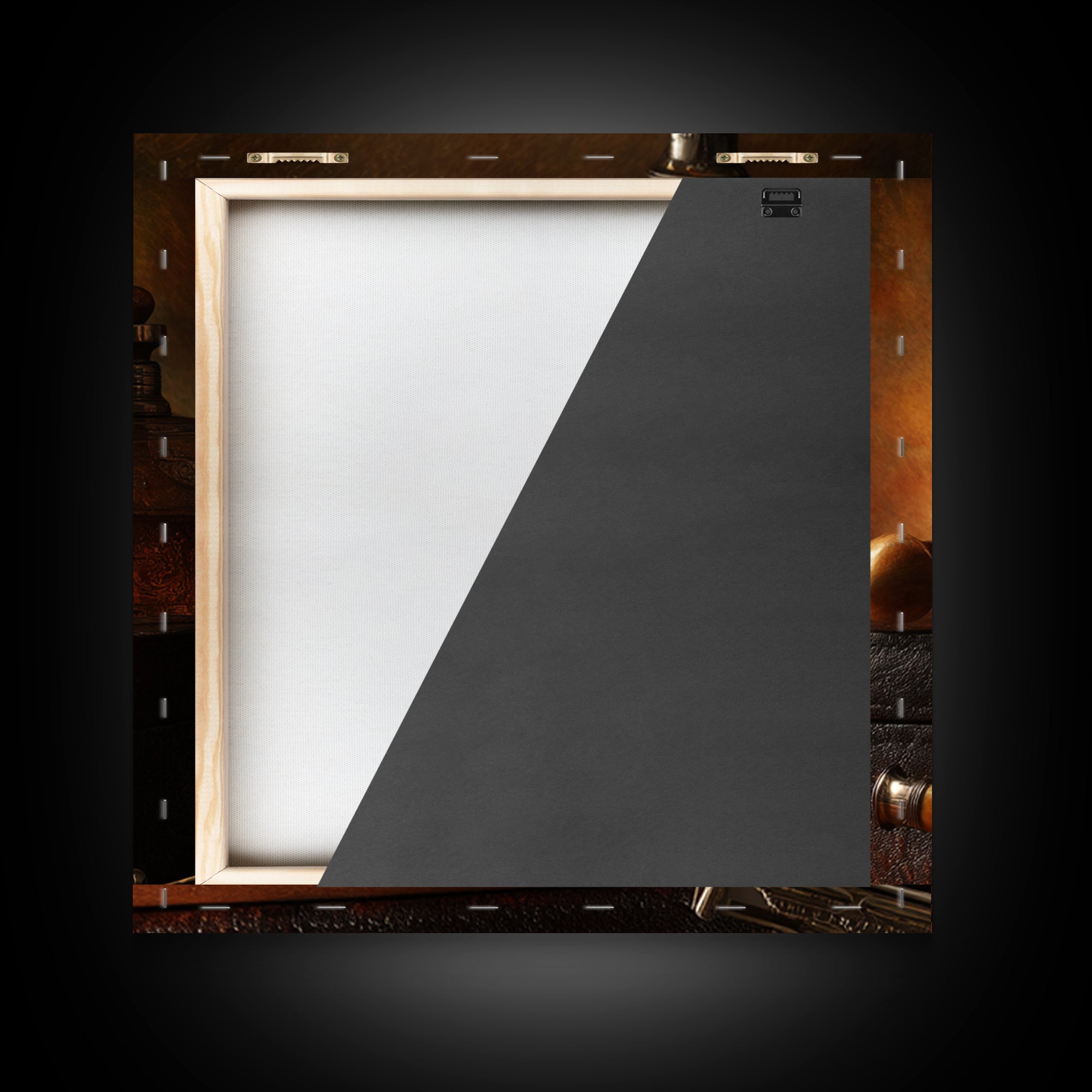 Straight Razor and Shaving Brush on Dark Canvas Print, Barbershop Art, Afrocentric Wall Art, Barbershop Decor, Grooming, BAA-1x1-50