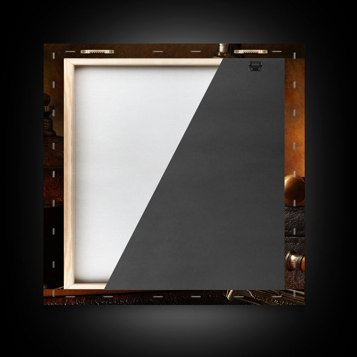 Straight Razor and Shaving Brush on Dark Canvas Print, Barbershop Art, Afrocentric Wall Art, Barbershop Decor, Grooming, BAA-1x1-50