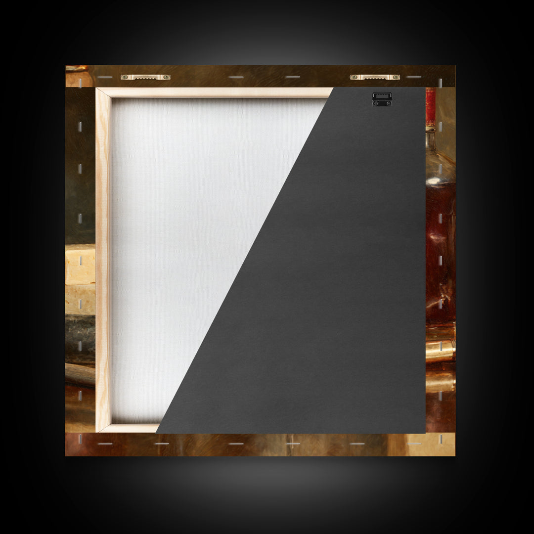 Whiskey and Straight Razor Masculine Still Life Canvas Print, Barbershop Art, Orange Wall Art, Barbershop Decor, Abstract Art, BAA-1x1-55