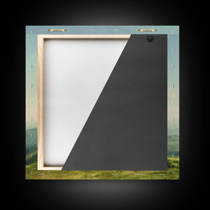 Classic Landscape with Rolling Green Hills Framed Canvas Print, Bed and Breakfast Art, Coffee Art, Living Room Decor, Fine Art, BAB-1x1-24