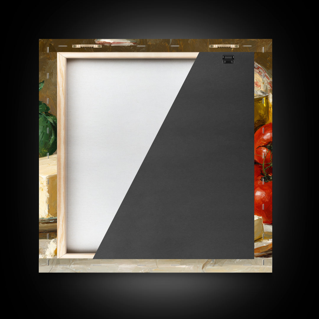 Baguette and Butter Still Life on Marble Framed Canvas Print, Bakery Art, Digital Print, Bakery Decor, Fine Art, Patisserie, BAK-1x1-8