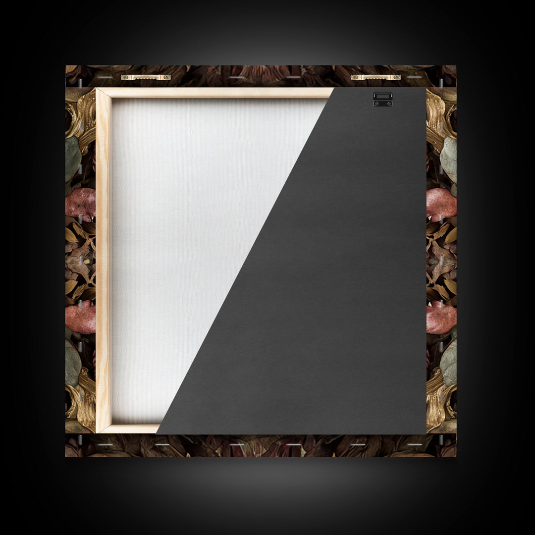 Ornate Gold Frame Illusion Around a Botanical Framed Canvas Print, Baroque Art, Maximalist Decor, Living Room Decor, Ornate, BAO-1x1-33