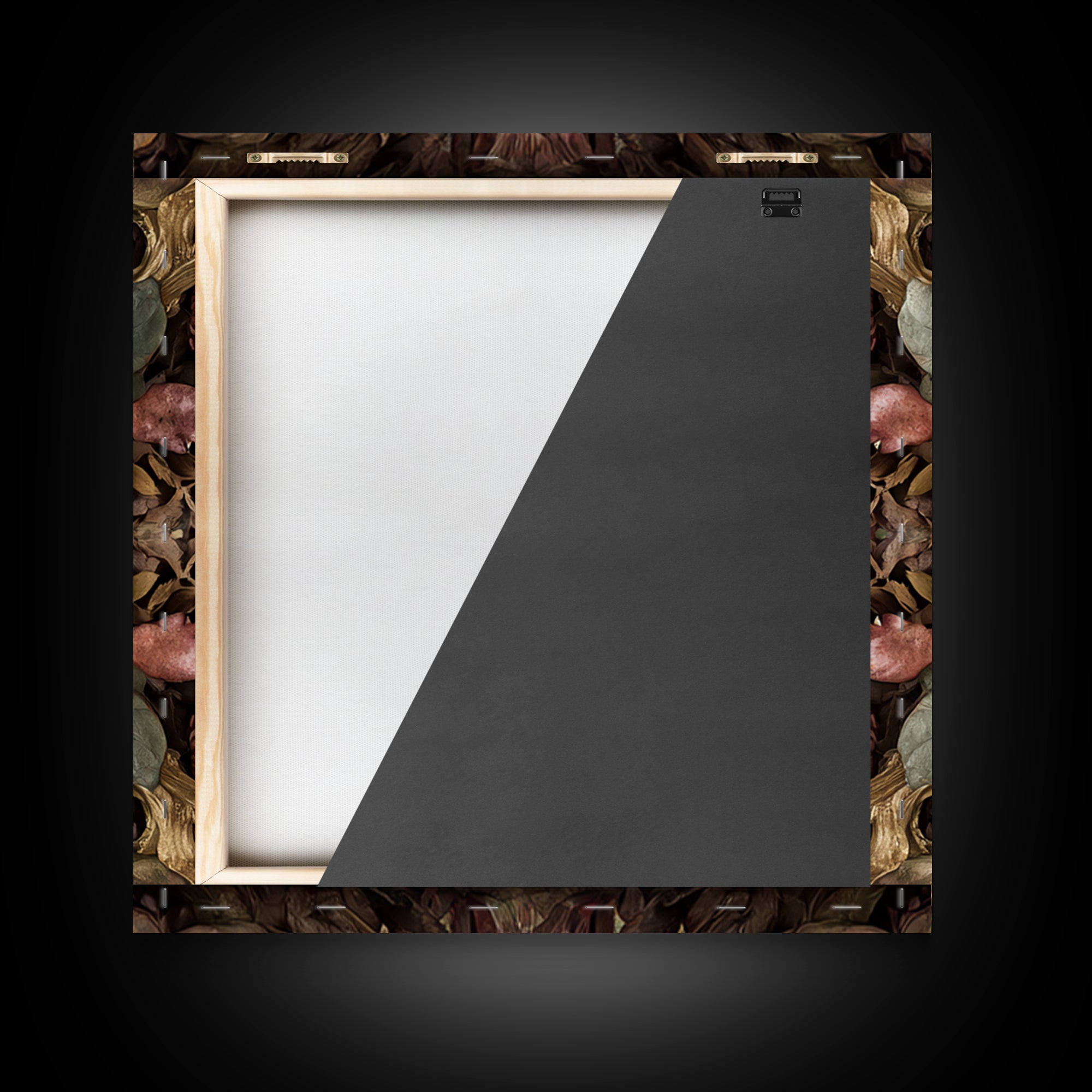 Ornate Gold Frame Illusion Around a Botanical Framed Canvas Print, Baroque Art, Maximalist Decor, Living Room Decor, Ornate, BAO-1x1-33