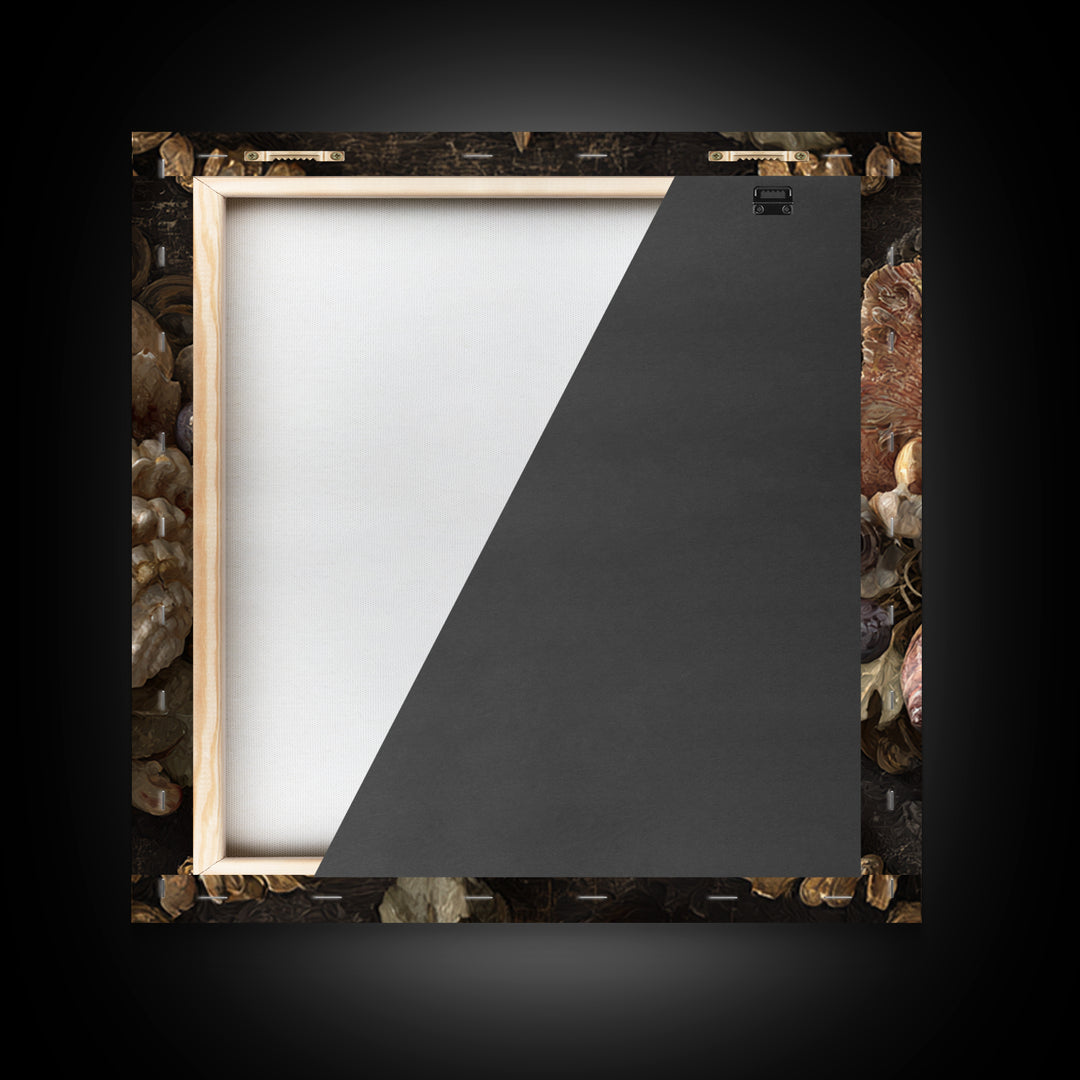 Ornamental Shell and Pearl Composition Framed Canvas Print, Baroque Art, Living Room Wall Art, Living Room Decor, Ornate, BAO-1x1-70