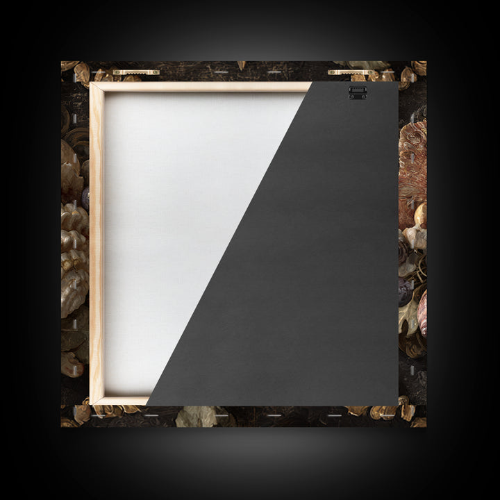 Ornamental Shell and Pearl Composition Framed Canvas Print, Baroque Art, Living Room Wall Art, Living Room Decor, Ornate, BAO-1x1-70