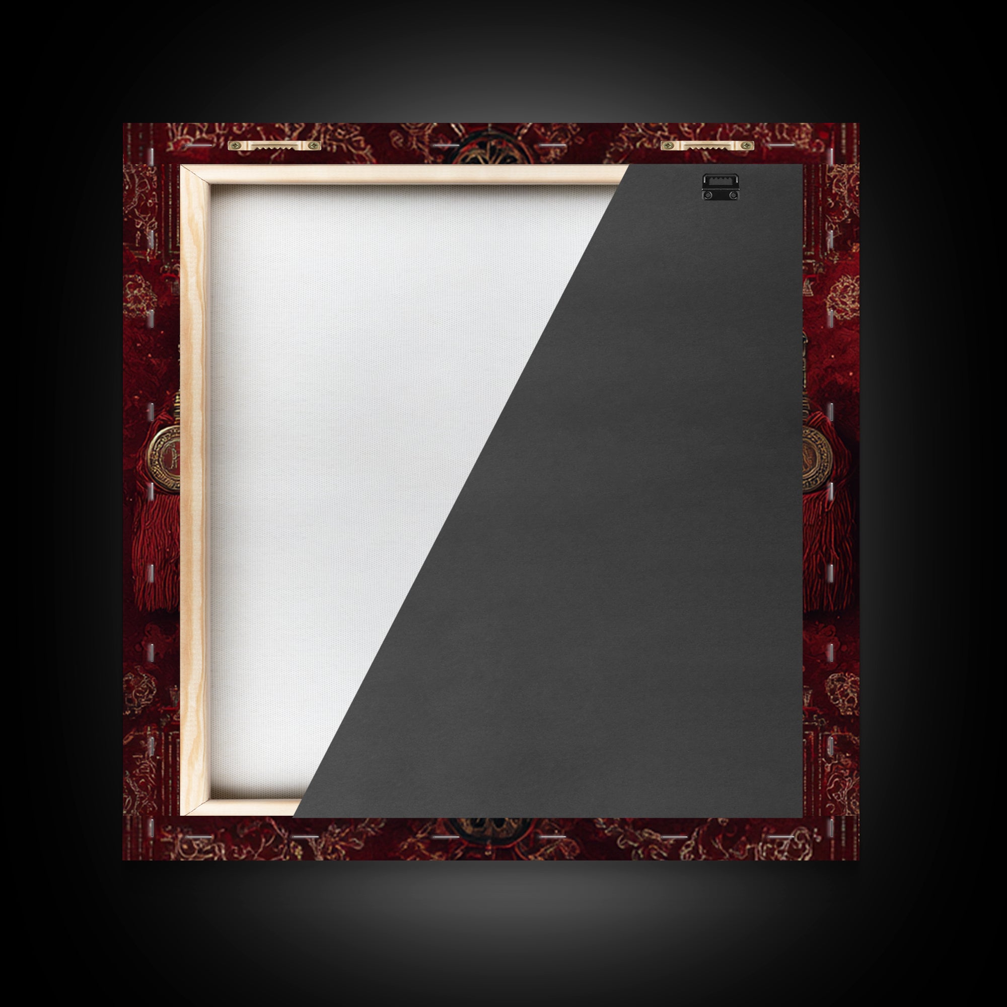 Dark Red Velvet Framed Canvas Print, Baroque Art, Dark Academia Art, Living Room Decor, Fine Art, Ornate, Modern Decor, BAO-1x1-71