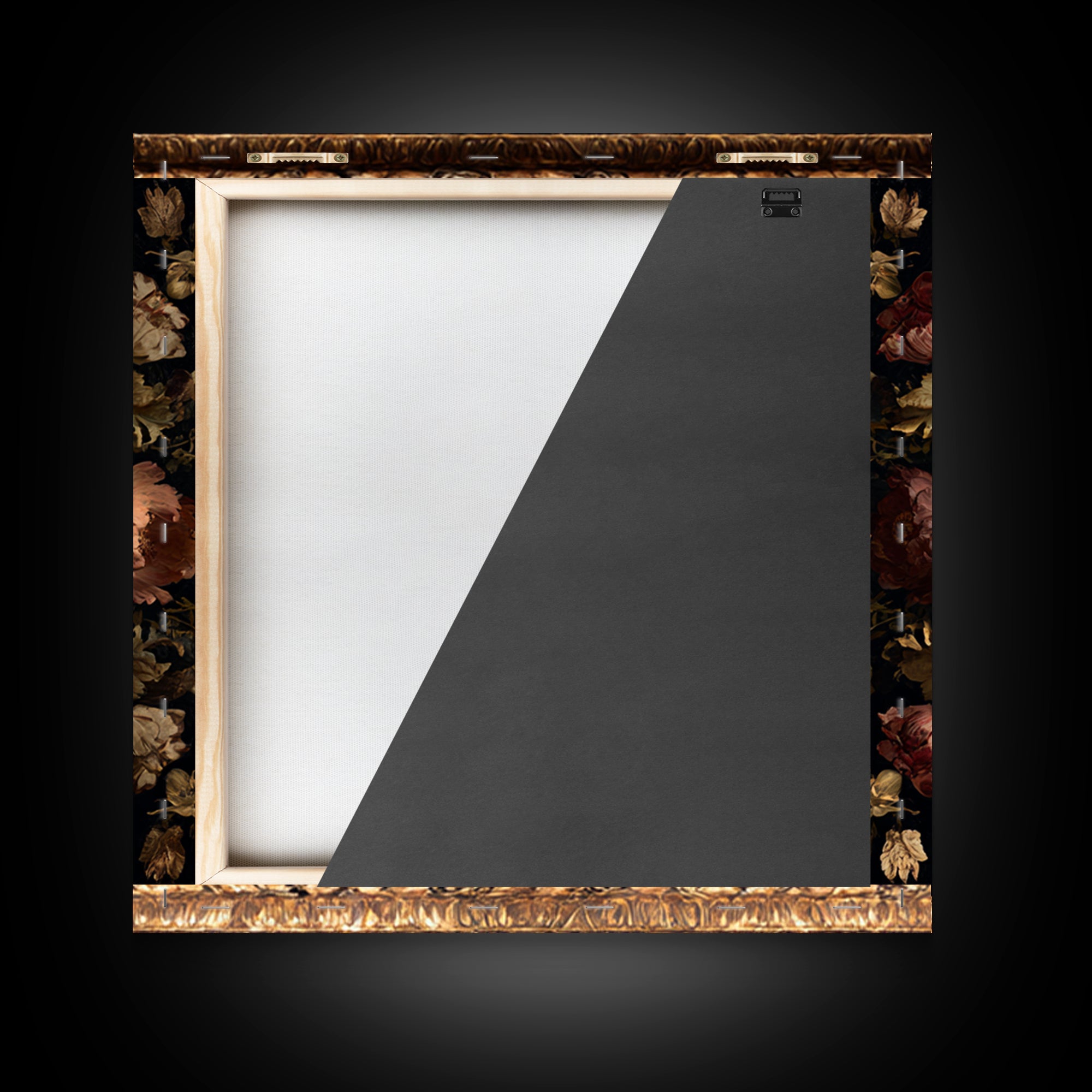 Ornate Gold Frame Illusion Around a Botanical Canvas Print, Baroque Art, Baroque, Living Room Decor, Oil Painting, Ornate, BAO-1x1-81