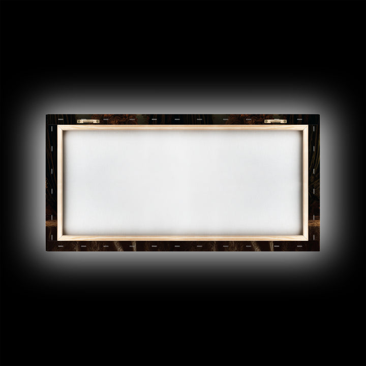 Velvet Drapery with Pearls Flowers and Candlelight Framed Canvas Print, Baroque Art, Wall Art, Living Room Decor, BAO-2x1-23